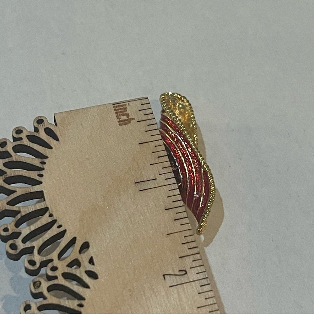 Vintage Red Hat Society Rhinestone Enamel Brooch - Picture 5 of 6